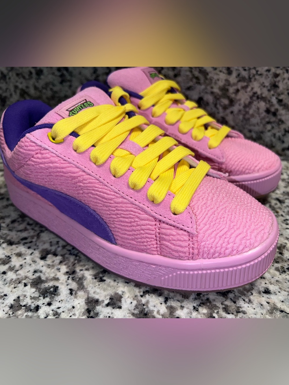 Puma Ninja Turtles BRAIN BOYS Pink and Purple Sneaker with Yellow Accents